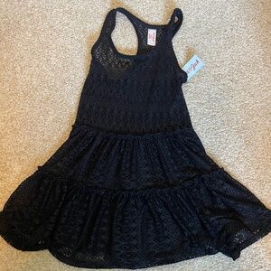 NWT Cat & Jack Girls Black Crochet Lace Cover-Up Dress - Size Large
